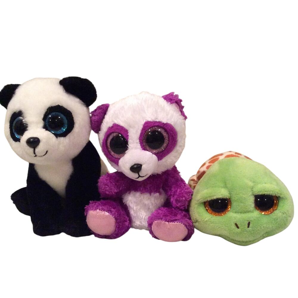 TY Beanie Boos Boom Boom And Ming Panda Zippy Turtle Plush